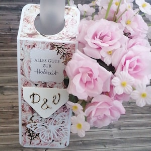 Botella colgante boda personalizable, regalo de dinero, embalaje de vales, regalo de boda, embalaje de champán/vino