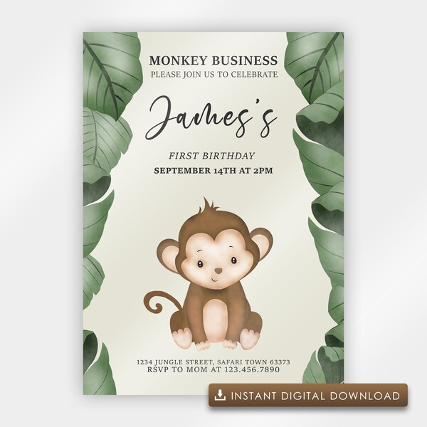 Monkey Baby Shower Invitation Etsy