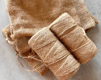 Juta resistente BOHO Hessian Natural Genius Corda de linho de juta Bolsas de serapilheira Sacos de presente Embalagem de casamento Embrulho de jardinagem Gifting -AU