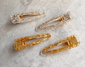 Handmade Gold Flake Resin Hair Clip Accessory Daily Wedding Bridal Bridesmaids Hair Accessories Jewellery Gift Ideas , Australia Seller