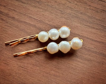 Horquillas para el pelo con perlas naturales de agua dulce, de 2/4 de valor, doradas, para bodas, novias, damas de honor, accesorios, joyería, regalo, vendedor australiano.