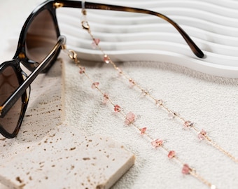 Natural Crystal Gemstone Nuggets Chips Beads Reading Eye Glasses Sunglasses Gold Chain Lanyard Holder Xmas Gift Idea Australia Handmade