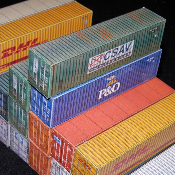 OO Gauge Set of 5 20ft Shipping Containers