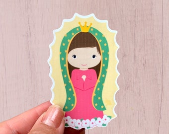 Virgencita de Guadalupe Vinyl sticker Virgen Mary cute little Catholic Sticker girl gift homeschooling prize home school reward