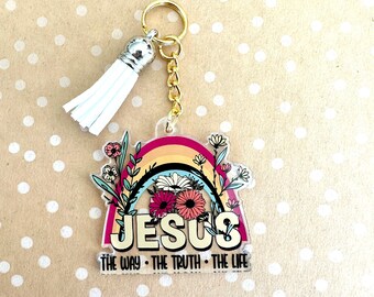 Christian keychain Jesus The way the truth the life Keychain gift for mom daughter teenage gift trendy teen best friend