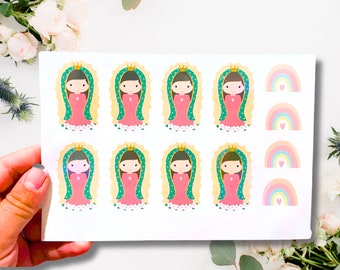 Virgencita de Guadalupe sticker pack Virgen Mary cute little Catholic Sticker girl gift homeschooling prize home school reward lent