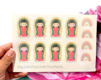 Virgencita de Guadalupe sticker pack Virgen Mary cute little Catholic Sticker girl gift homeschooling prize home school reward lent