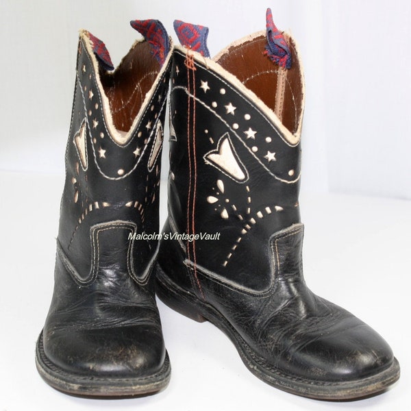 Vintage 1950's Child's Western Cowboy Boots...Leather Soles