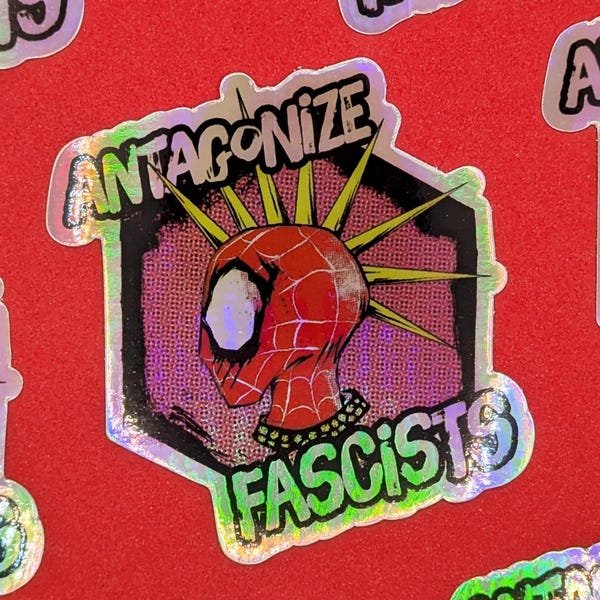 ANTAGONIZE FASCISTS Hobie Punk Spider Vinyl Sticker Break Canon | No Kings