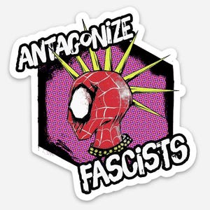 ANTAGONIZE FASCISTS Hobie Punk Spider Vinyl Sticker Break Canon | No Kings REGULAR Antagonize