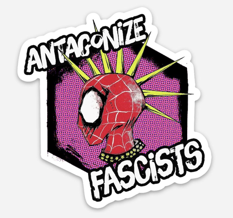 ANTAGONIZE FASCISTS Hobie Punk Spider Vinyl Sticker Break Canon | No Kings REGULAR Antagonize