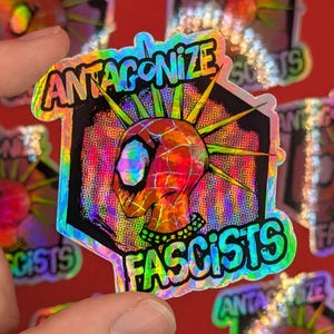 ANTAGONIZE FASCISTS Hobie Punk Spider Vinyl Sticker Break Canon | No Kings image 2