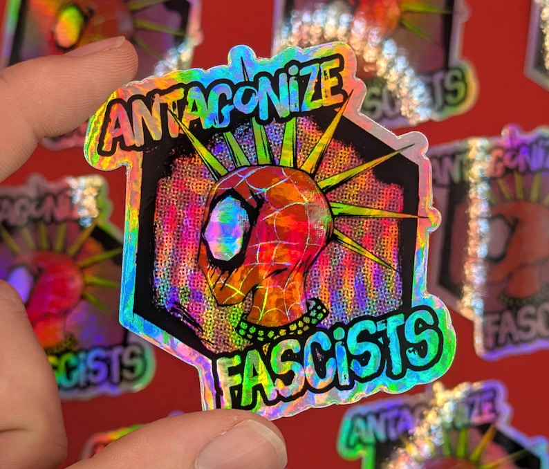 ANTAGONIZE FASCISTS Hobie Punk Spider Vinyl Sticker Break Canon | No Kings image 2