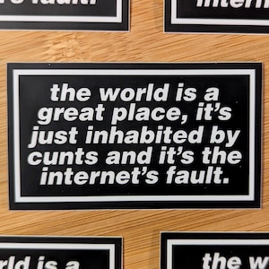Offensive Quote Vinyl Sticker - "Internet's Fault", Laptop Decal