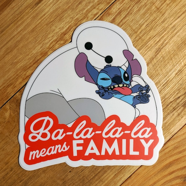 BAYMAX + STITCH hugging sticker family cute friendship