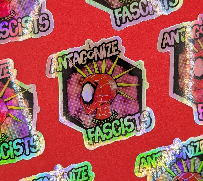 ANTAGONIZE FASCISTS Hobie Punk Spider Vinyl Sticker Break Canon | No Kings image 1