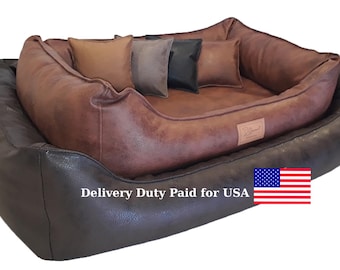 Luxus-Hundebett aus veganem Leder, modernes Luxus-Haustiersofa, leicht zu reinigendes wasserdichtes Design