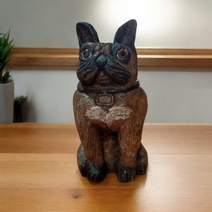 Handcrafted Wooden Dog Figurine - Intricately Carved Wood Decor - Dog Statue for Home or Office - Rustic Canine Sculpture - Animal Decor
