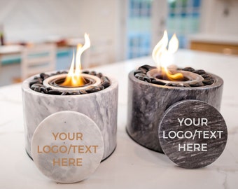 Custom Text - Tabletop Firepit Stonhome - Marble Table Top Fireplace