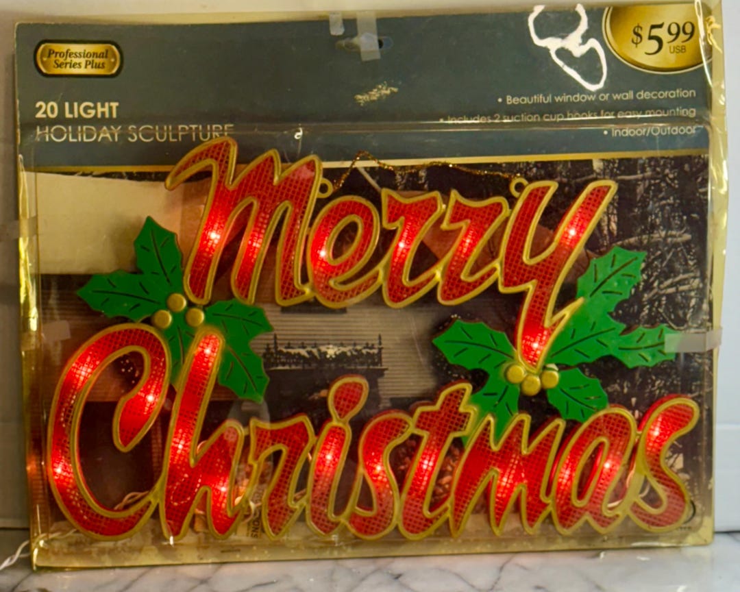 Vintage "merry Christmas" Light up Sign Holiday Seasons Plastic — free download