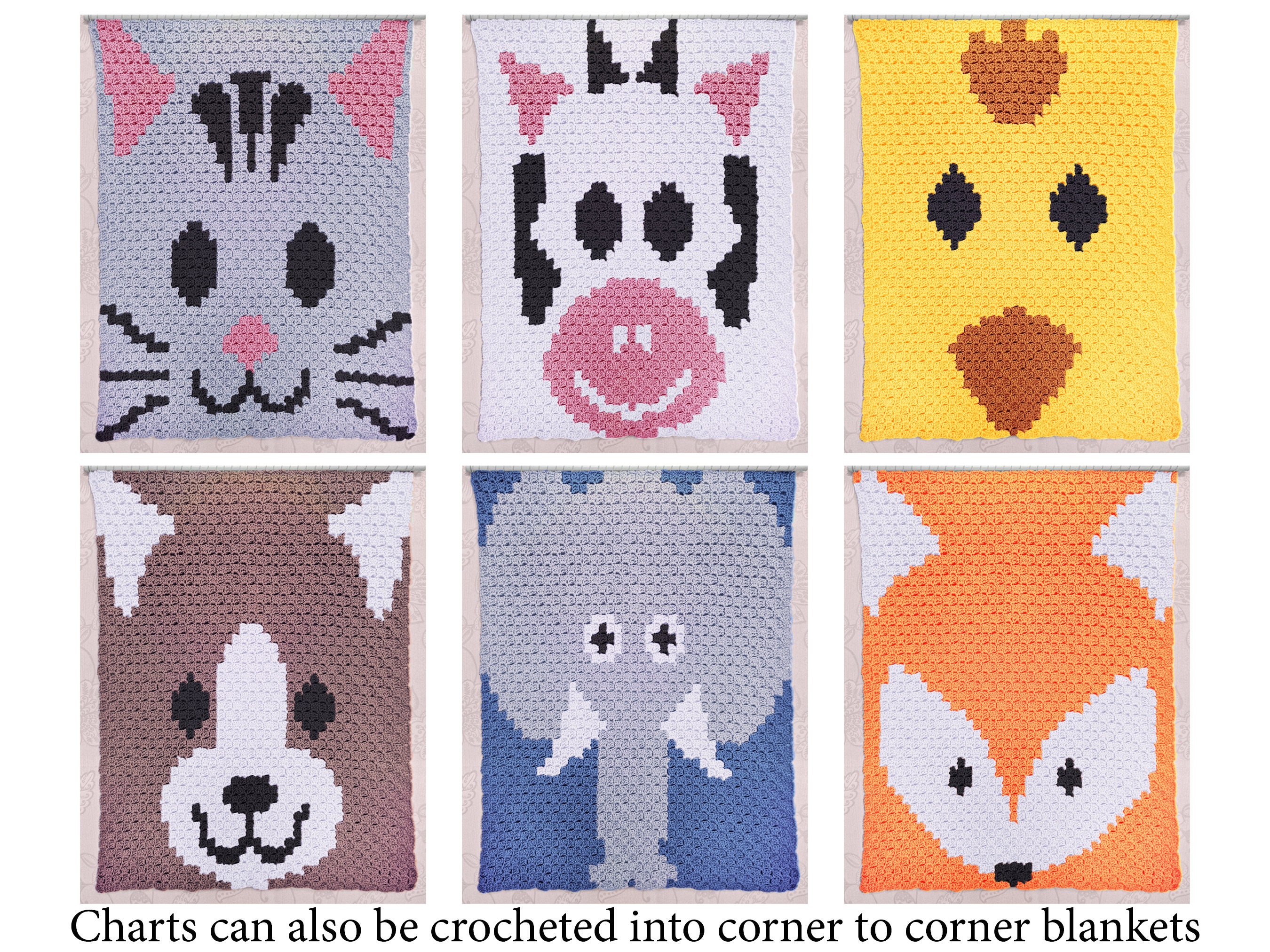 Animal Faces Intarsia Charted Graphed Picture and Knitting - Etsy Australia Animal Faces Intarsia Charted Graphed Picture and Knitting - Etsy Australia