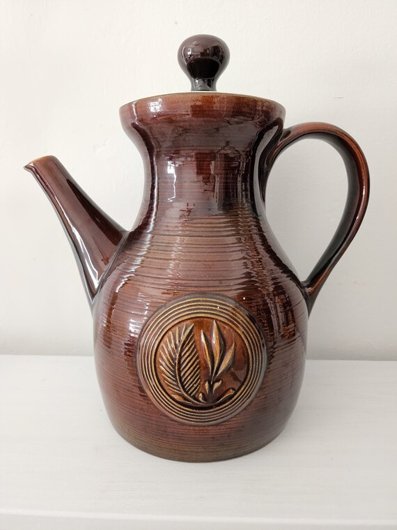 Charming Chocolate/brown Pottery Pitcher With Lid Etsy