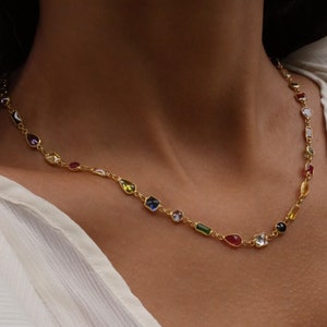 Handgefertigte mehrfarbige Halskette, gemischte Steine Halskette, Edelstein Halskette, Valentinstag Geschenk, Naturstein Schmuck
