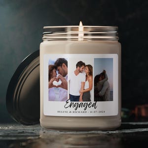 Engagement Personalized Gift Candle, Soy Wax Candle, Scented Jar Candle, Couples&#39; Gift, Gift for her, Engagement Candle, Engagement Gift