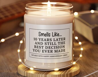 10th Anniversary Gift 10 Year Anniversary Gifts Ten Year Anniversary Gift Funny Boyfriend Him Girlfriend 10 Anniversary Gifts Wife Candle