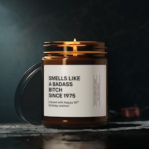 Funny 50th Birthday Gift, Badass Bitch Since 1975, Funny Birthday Candle, Sister Birthday Gift, 50 Birthday Gift For Friend, Gift For Her