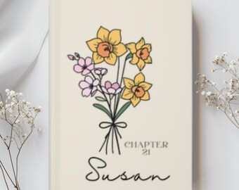 Personalized Gift for 21st Birthday, Birth Flower journal for her, Birthday gift for her, Personalized 21st Birthday Journal, 21st Birthday