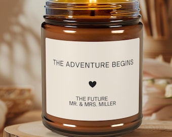 Personalized Engagement Gift For Couple, Newly Engaged Gift, Engagement Candle for couple, Custom Mr. and Mrs. Gift, Engagement gift