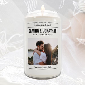 Engagement Personalized Gift Candle, Soy Wax Candle, Scented Jar Candle, Couples&#39; Gift, Gift for her, Engagement Candle, Engagement Gift