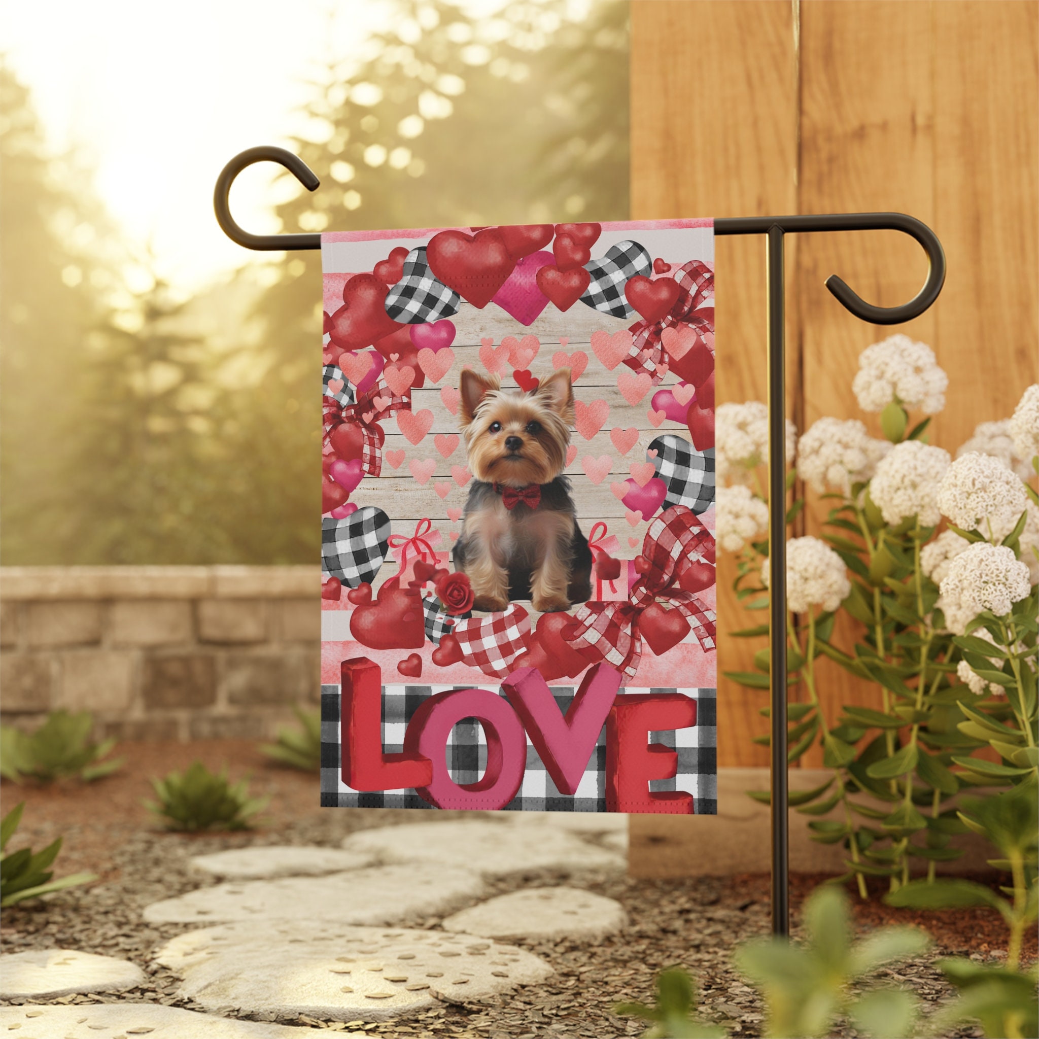 Yorkshire Terrier, Yorkie Garden Flag, Yorkshire Terrier Valentines Day