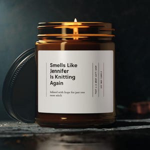 Personalized Knitting Gift Candle - Mother&#39;s Day Gift For Mom - Gift for Knitter - Gifts for Knitters - Mom Grandma Gifts- Knitting Club