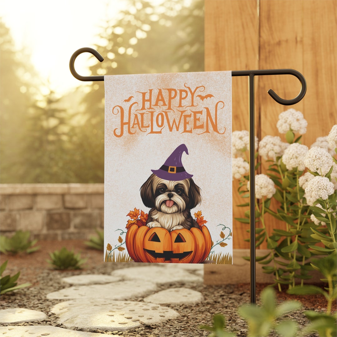 Bandiera Da Giardino Caroline Treasures Con Shih Tzu Per Halloween - 28x38 Cm, Double Face, Resistente Alle Intemperie