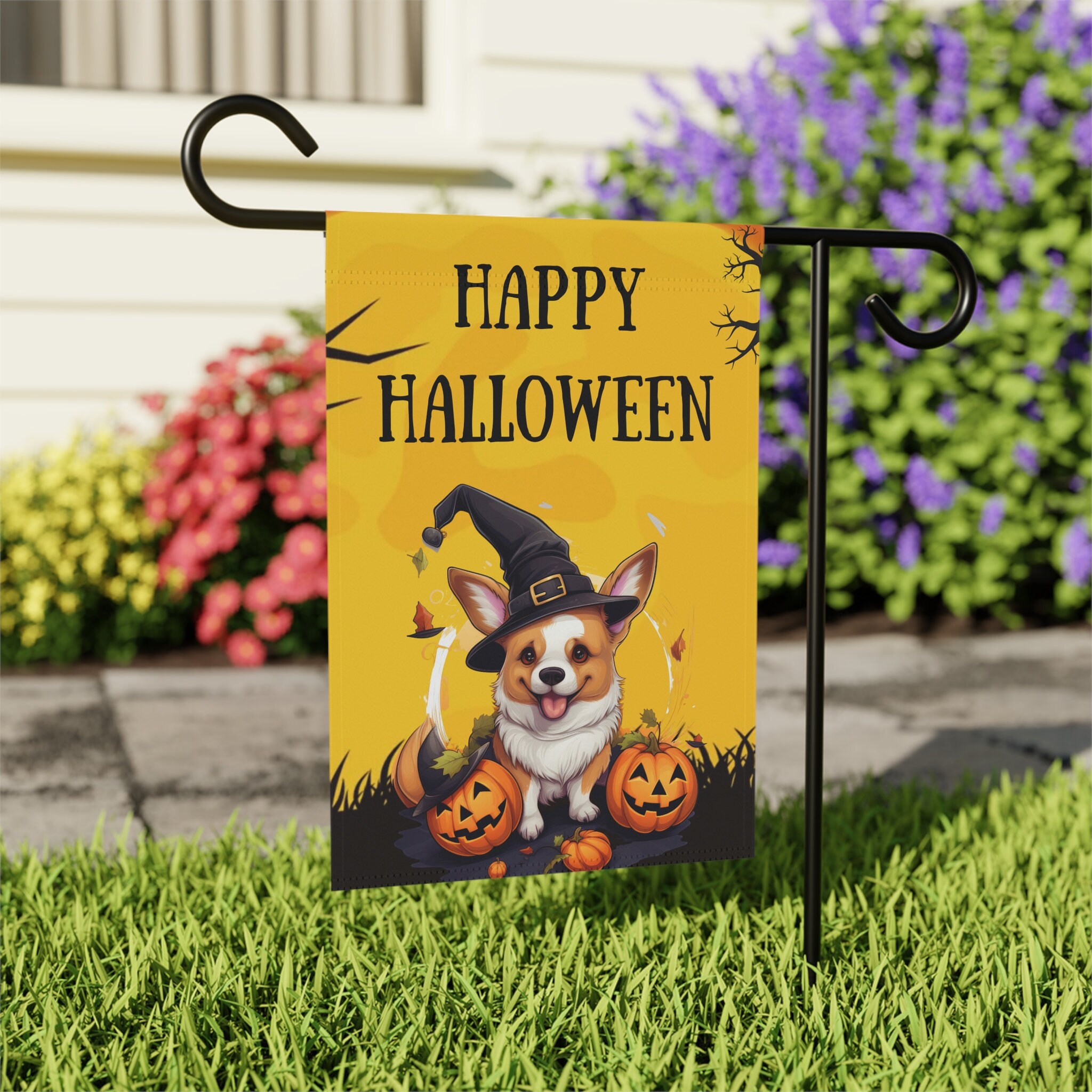 Discover Corgis fall Garden flag, Halloween Corgi flag