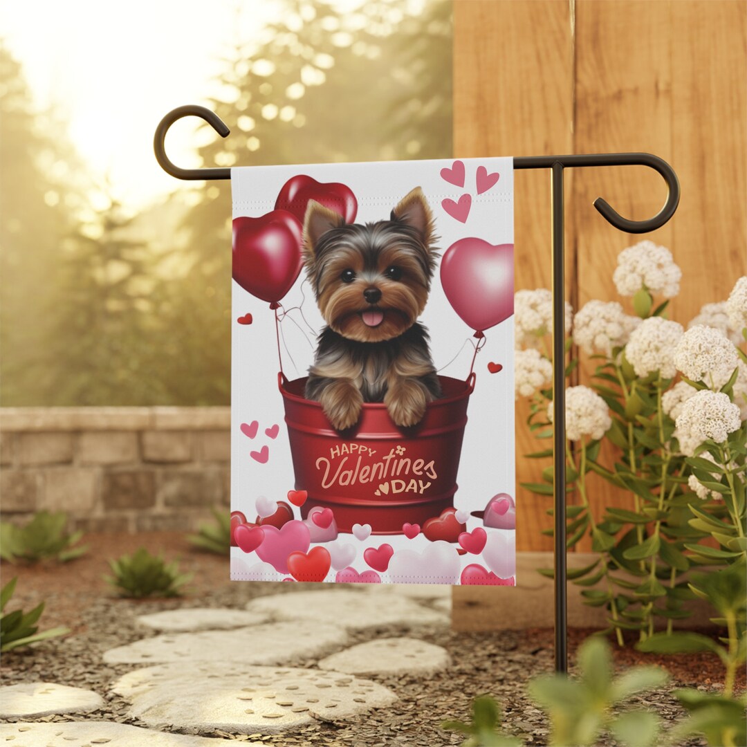 Yorkshire Terrier, Yorkie Garden Flag, Yorkshire Terrier Valentines Day