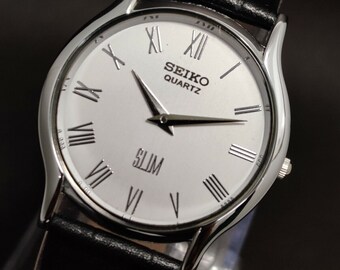 Vintage Seiko Quartz Super Slim Roman Dial Japanese With New - Etsy