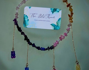 ハンドメイドのレインボーグミベアマッシュルームネックレス、チャン