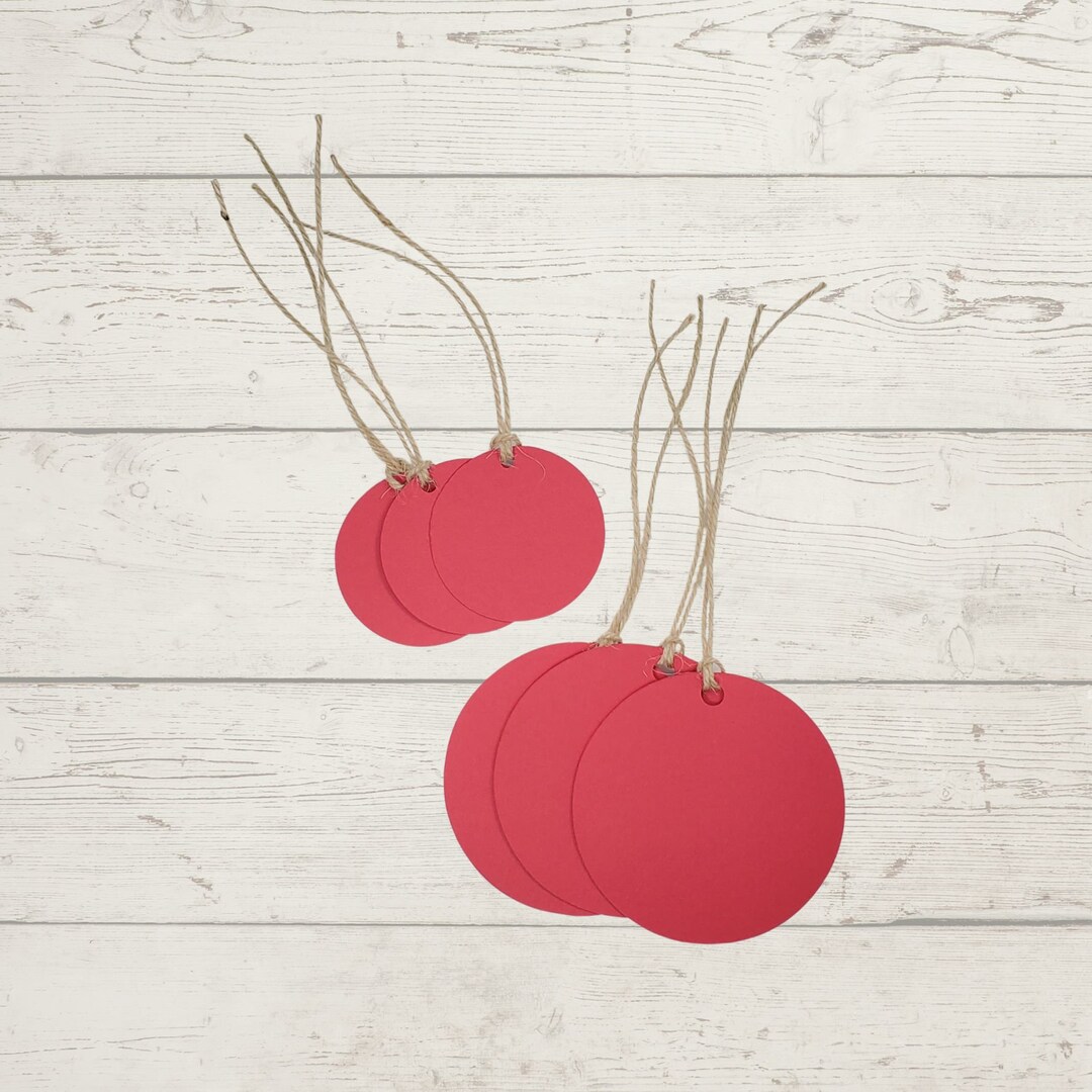 Red Circle Paper GIFT TAGS Blank Paper Prestrung Hang Tag Etsy