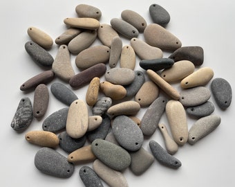 Drilled Sea Stone Pendant: Natural Beach Pebble for Jewelry Making
