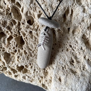 sea pebble necklace, fish stone necklace, rock necklace, nature beach pebbles pendant, stone jewellery, unisex necklaces