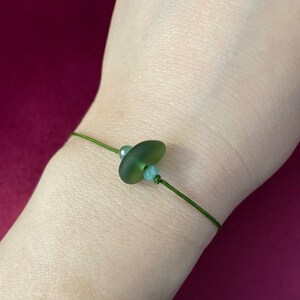 Handmade Sea Glass Friendship Bracelet: Adjustable Silk String