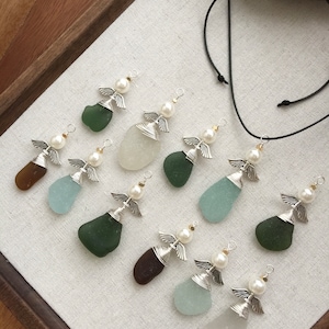 Genuine sea glass angel, sea glass angel pendant, sea glass angel Christmas ornament, angel car mobile charm