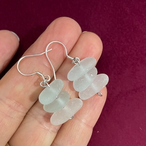 Seaham Sea Glass Stack Earrings: Handmade Sterling Silver Jewelry