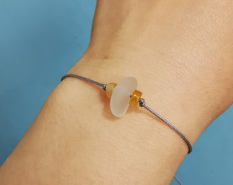 Friendship Sea Glass Bracelet. Gemstone Sea Glass Bracelet. Gemstone bracelets. Strings bracelet. Birthday gift.Made with love.