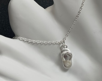 S925 Silver Flip Flop Pendant Necklace: Beach Jewelry
