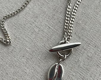 Silver coffee bean necklace, coffee lover gift, coffee jewellery, sterling silver necklace