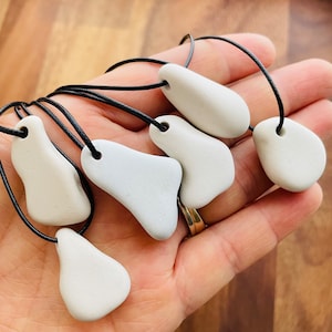 Sea pottery necklace, pottery rock necklaces, nature beach pottery pendant, unisex necklaces
